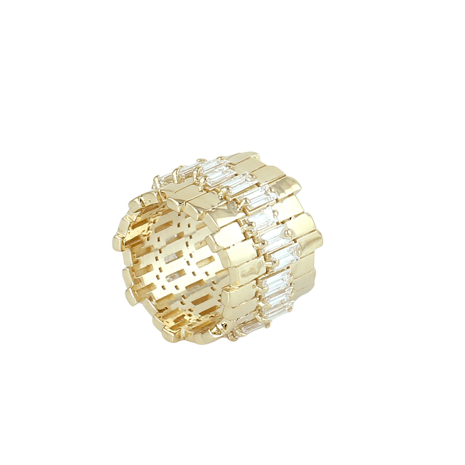 14K Yellow Gold Baguette Diamond Jewelry Finding Connector 1.11CT 11MM