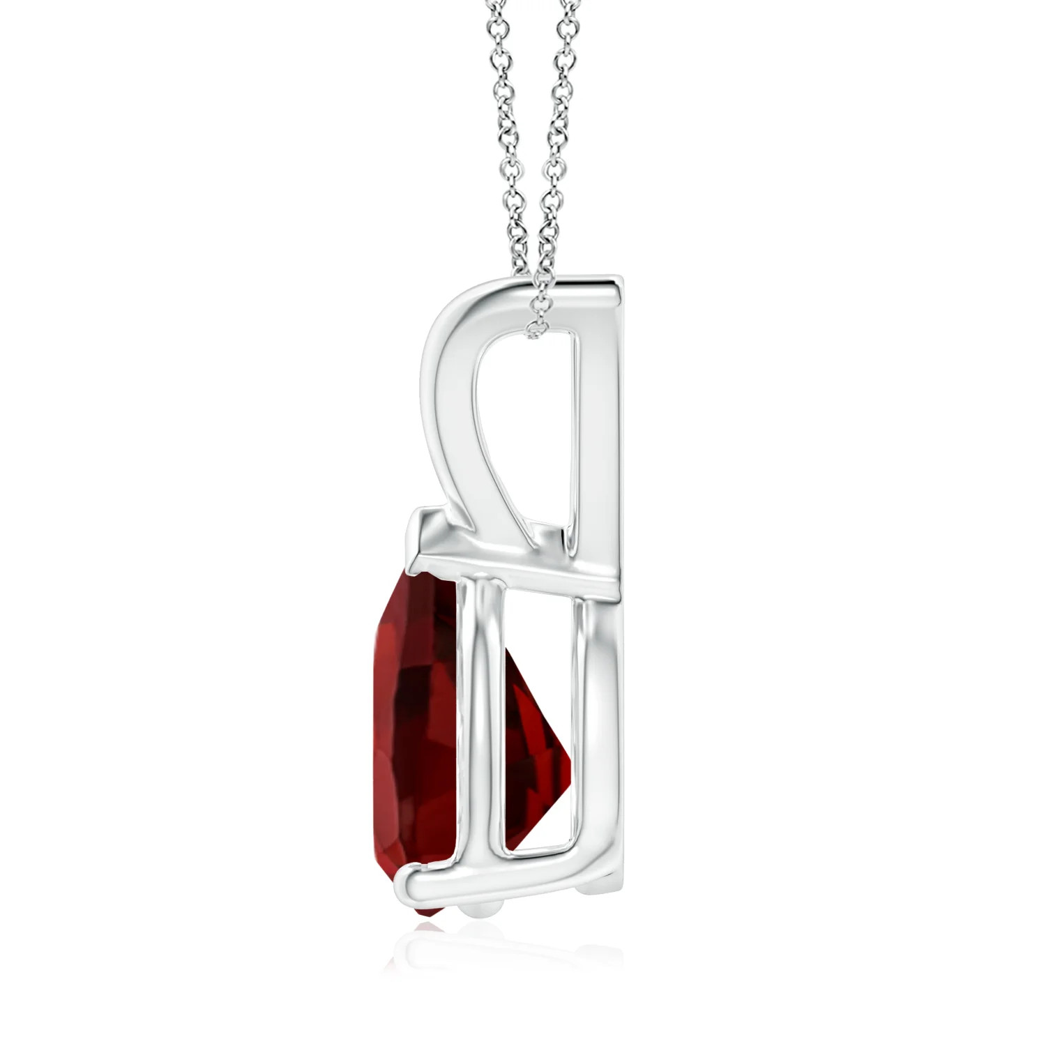 Angara Natural V-Bale Pear-Shaped 1.8 ct Garnet Solitaire Pendant in Silver