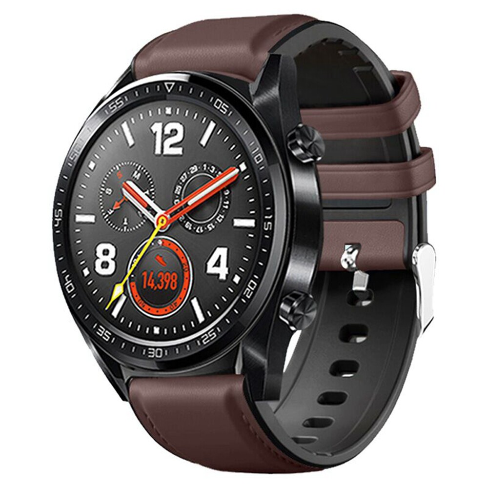 For Amazfit GTR 47mm Watch band Silicone+Genuine Leather Replacement Watch Strap