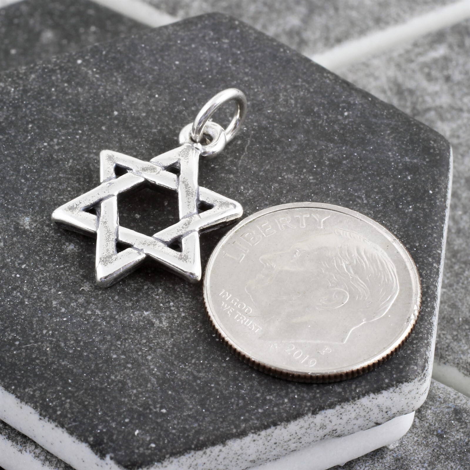 925 Sterling Silver Jewish Star of David Israel Charm Pendant