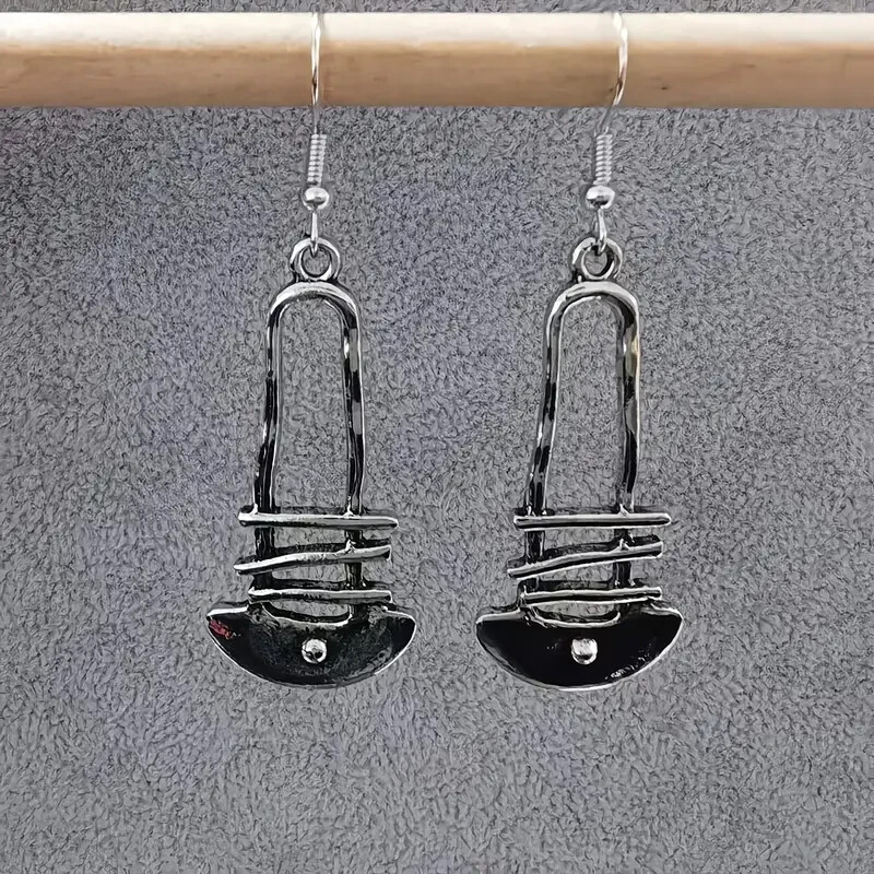 Boho Silvery Stair Geometric Pendant Earrings Vintage Fashion Statement Jewelry