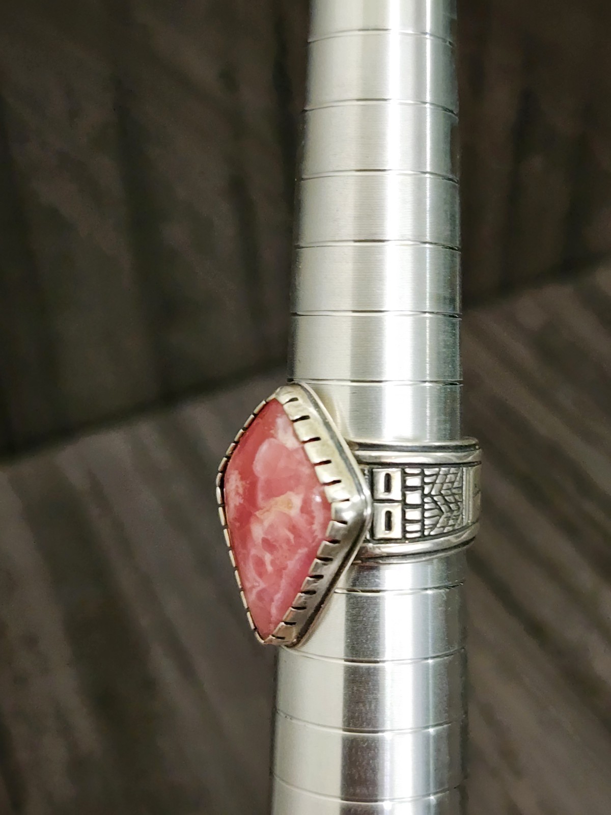 Beautiful Rodrick Tenorio RMT 925 Relios Arrow Rhodochrosite Ring Size 7.75