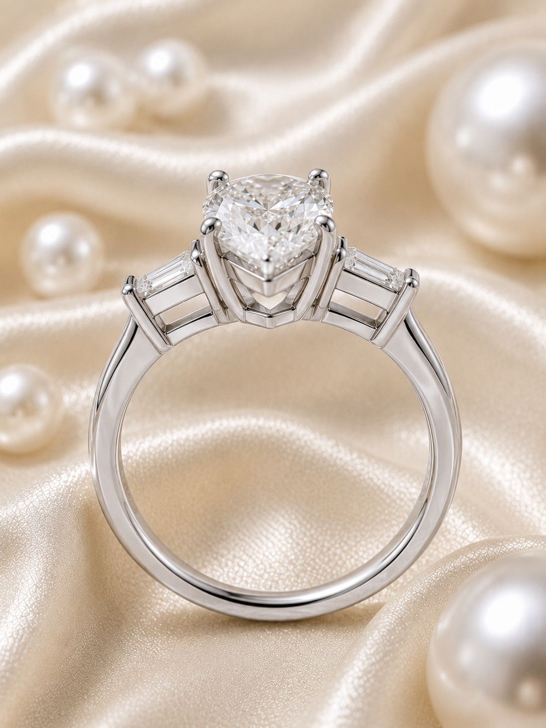 Sale ! 14k White Gold Diamond Engagement Ring IGI Lab Grown 5.80 Carat Pear Cut