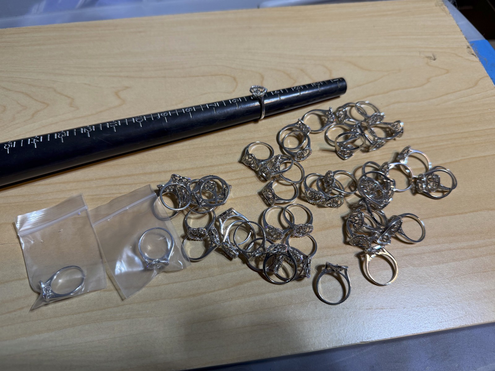 Lot of 270+ Silver Tone Heart Rings Size 5, 6, 7, 9, 10 & 11