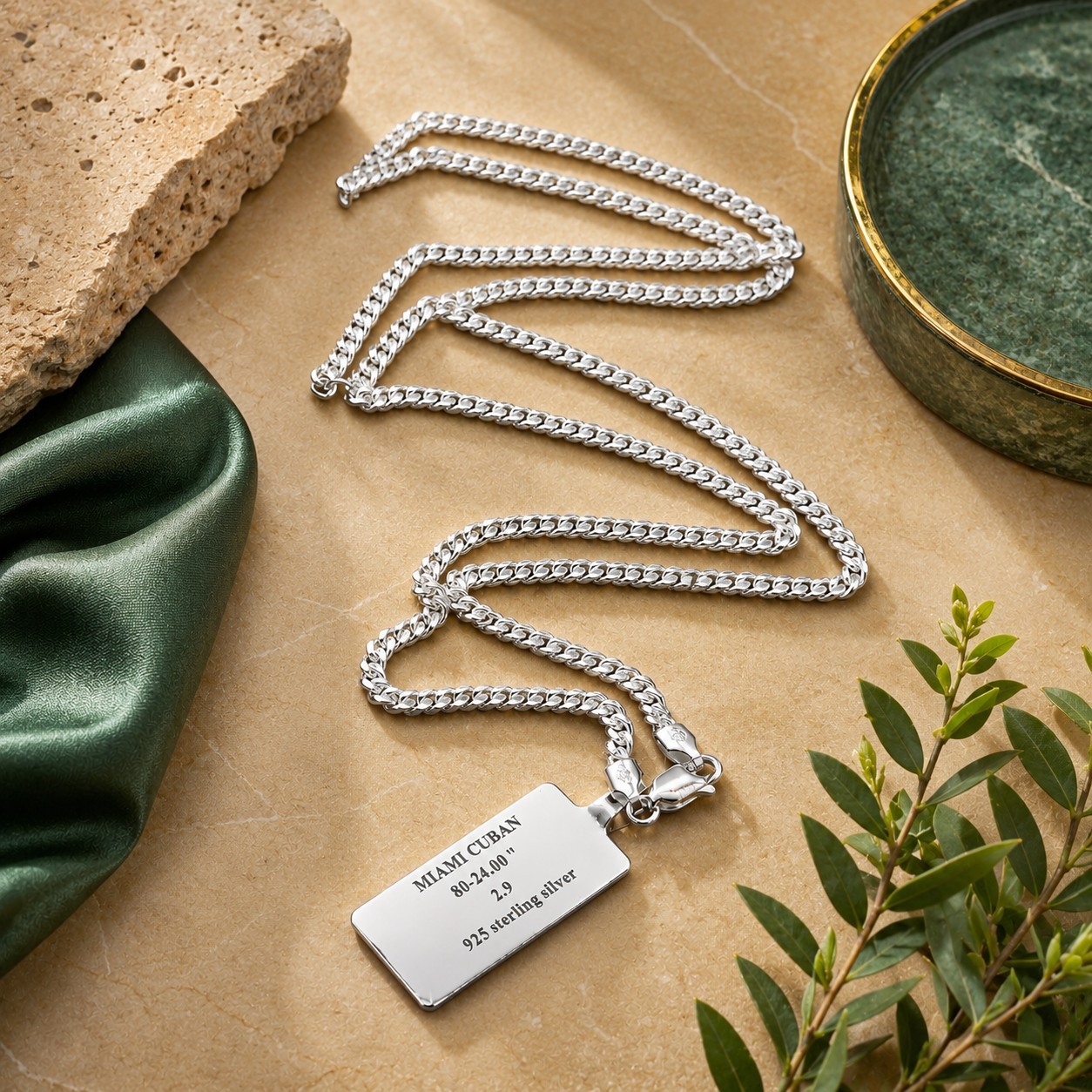 NWT Italy 925 Sterling Silver Miami Cuban Link Chain 24″ 3.0mm 15.4g Unisex