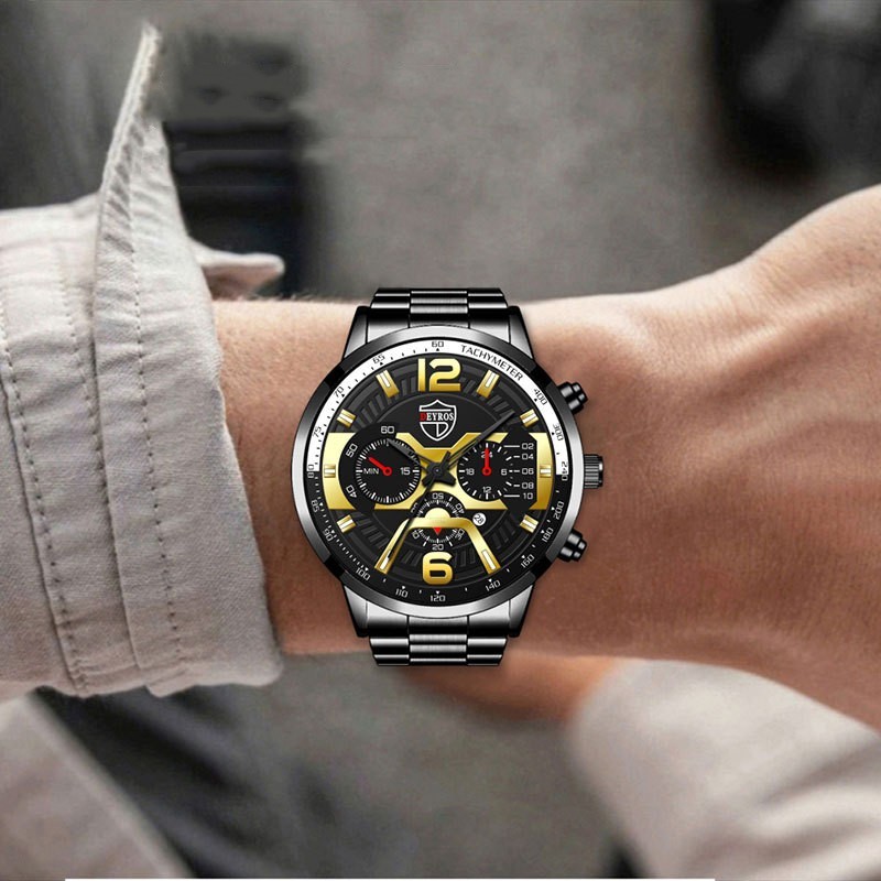Men’s Stainless Steel Calendar Quartz Watch