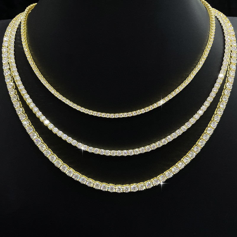 2-6.5mm D VVS1 Moissanite Tennis Chain 925 Sterling Silver – Pass Tester 6″-24″
