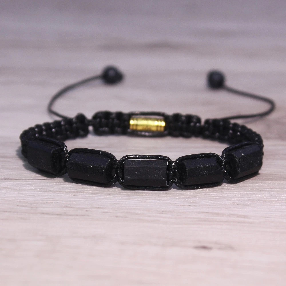 Raw Black Tourmaline Bracelet Healing Protection Strength Bracelet Handmade