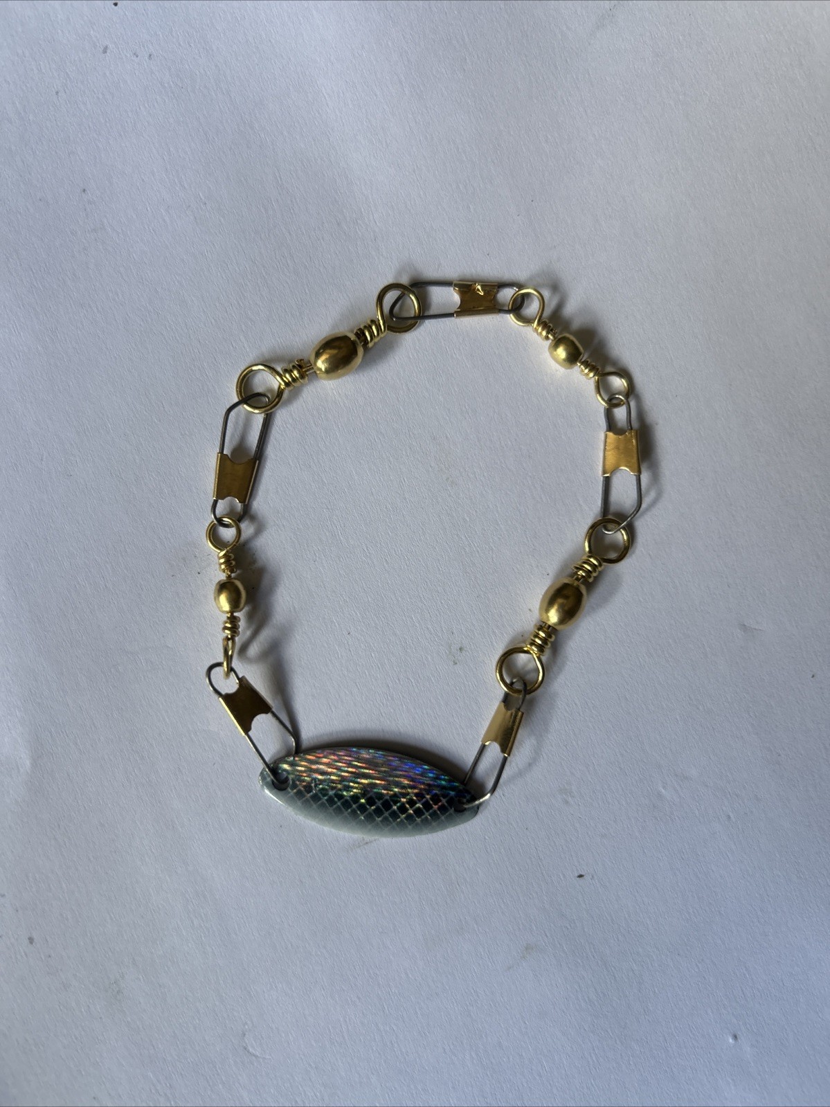 Fishing Lure Bracelet Men Or Woman 9” Fully Adjustable To Fit Wrist Spoon Swivel