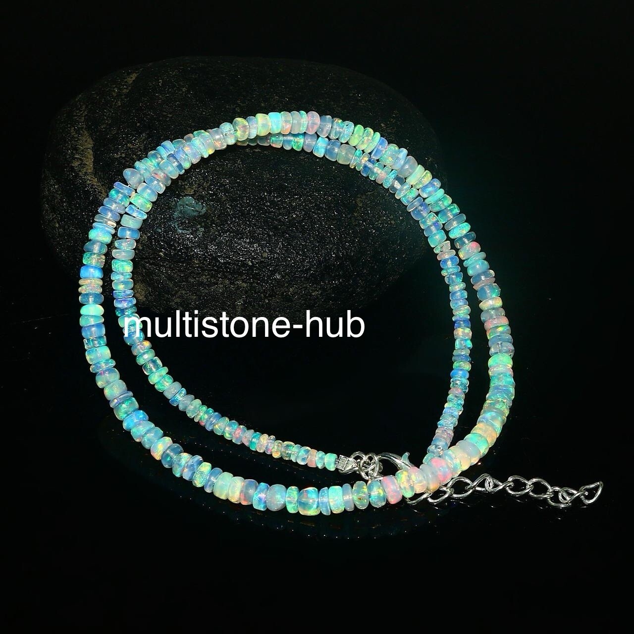 Natural Ethiopian Welo Fire Opal Rondelle Beads Gemstone Necklace 16 Inches