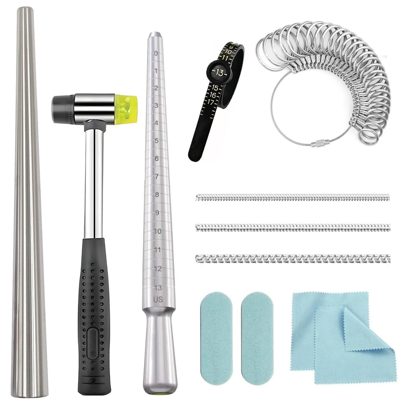 Ring Sizer Tool Kit – Metal Mandrel & Mallet for Accurate Ring Sizing & Repair