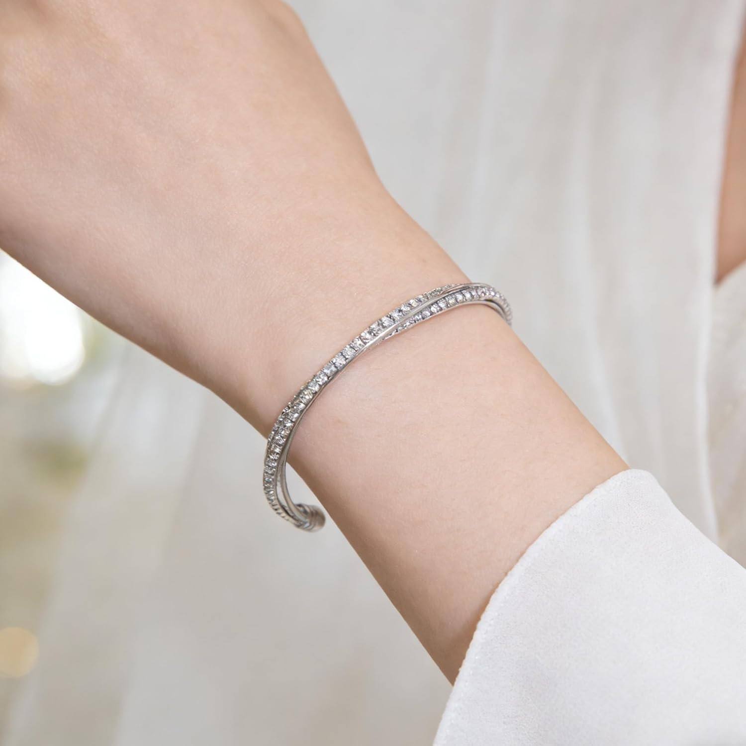 Bangle Sparkly Cute Valentine Day Gift Rhinestone Cuff Bracelet Bridesmaid Wedd