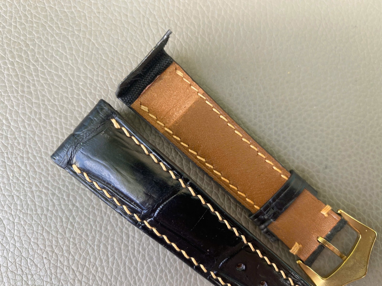 Custom Open Ended Black Genuine leather Strap size 12 13 14 15 16 17 18 19…26
