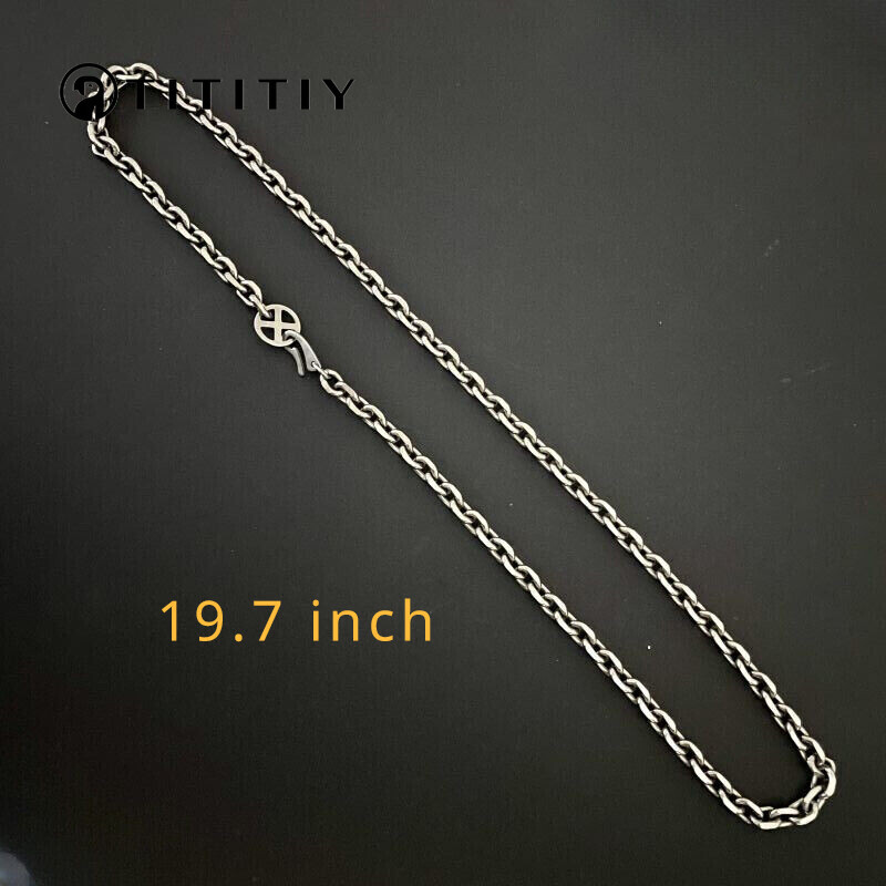 7mm TA1 Pure Titanium Batch Angle Chain Necklace Lightweight Anti Allergy 19.7″