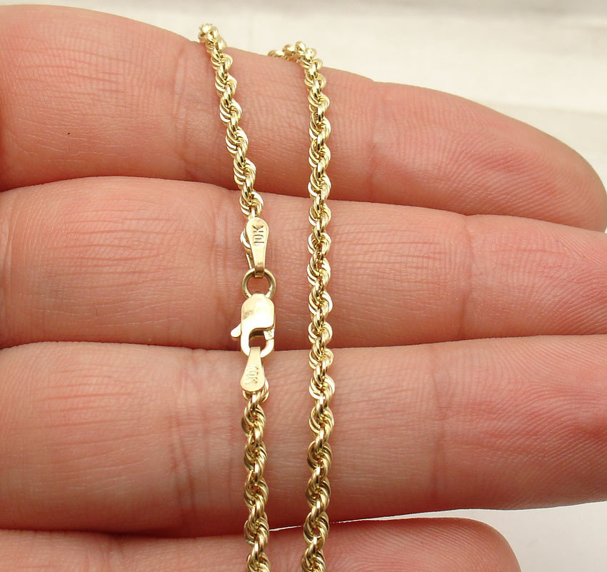 10″ 2.50mm Twisted Rope Chain Ankle Bracelet Anklet Real 10K Yellow Gold