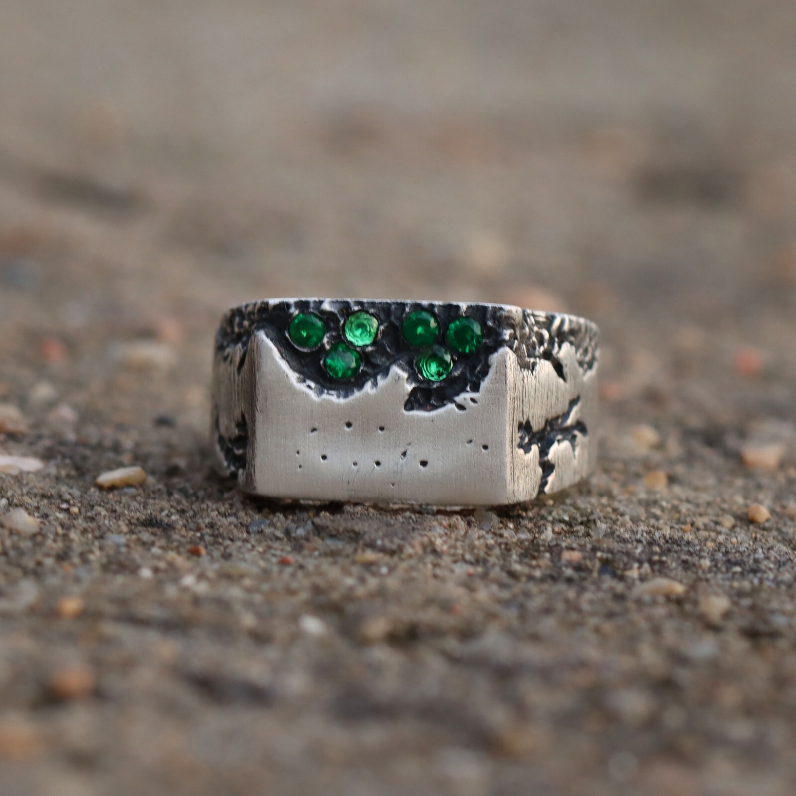 Emerald Men’s Ring 925 Sterling Silver Handmade Gemstone Jewelry