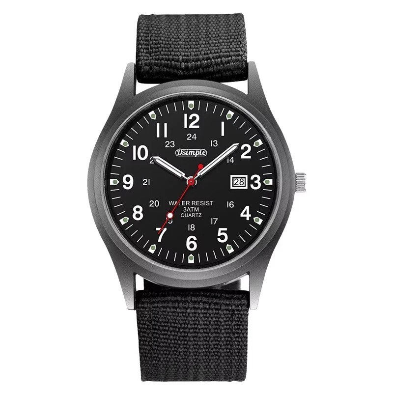 Men’s Military Army Luminous 24 Hours Dial Nylon Strap Date Quartz Wrist Watch