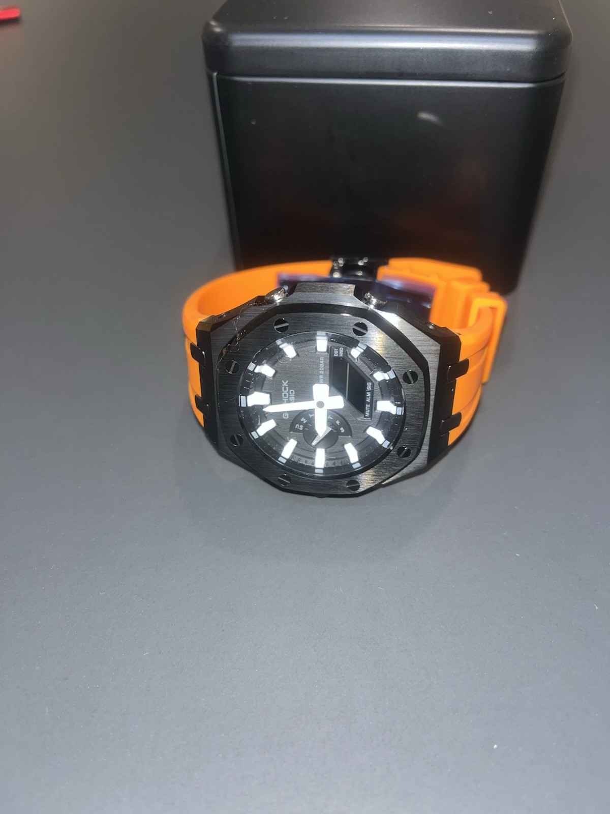 Casio G-SHOCK GA-2100 Shock-Resistant Analog/Digital Orange Black Custom Strap