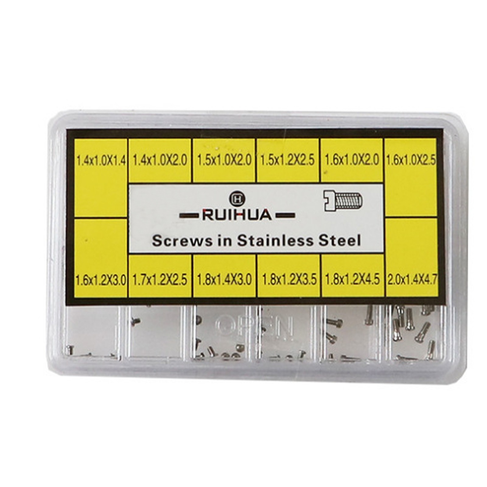 Assortment of 240 Stainless Steel Screws for Watch Back Case 12 sizes W/Box