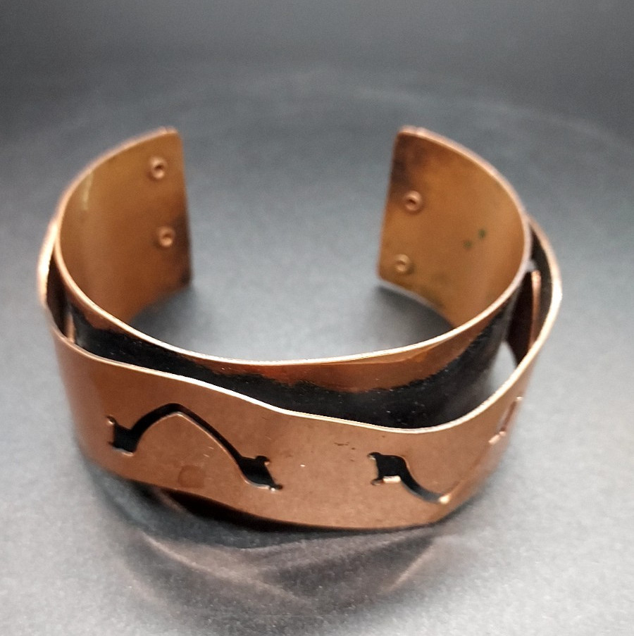 Vintage Copper 1 1/4 Inch Wide Bracelet Cuff