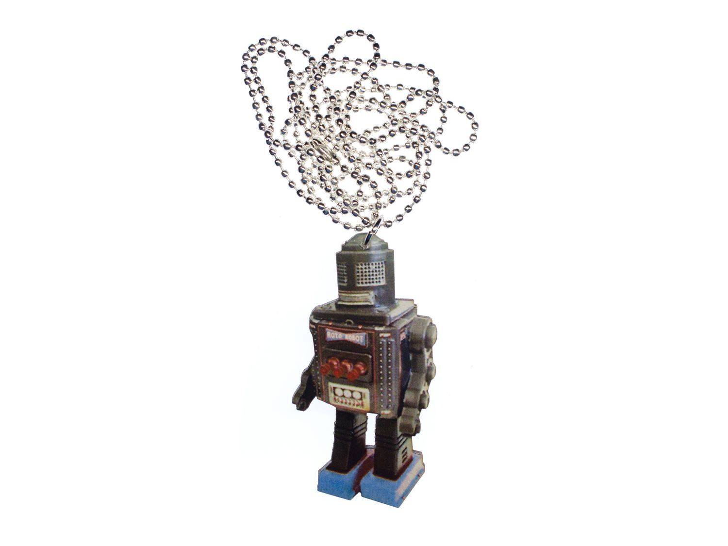 Robot Necklace Miniblings Android Wood Lasered 80cm Round Head