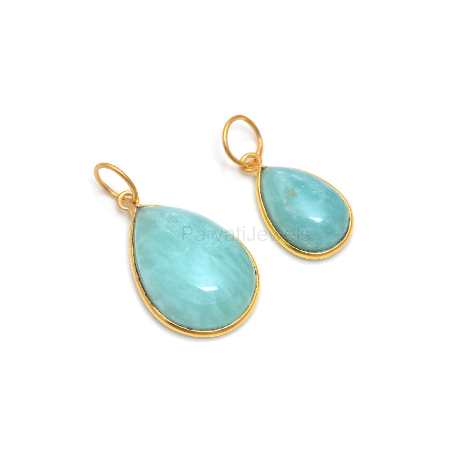 Natural Amazonite Gemstone Solid 18K Gold Gift For Partywear Women Charm Pendant