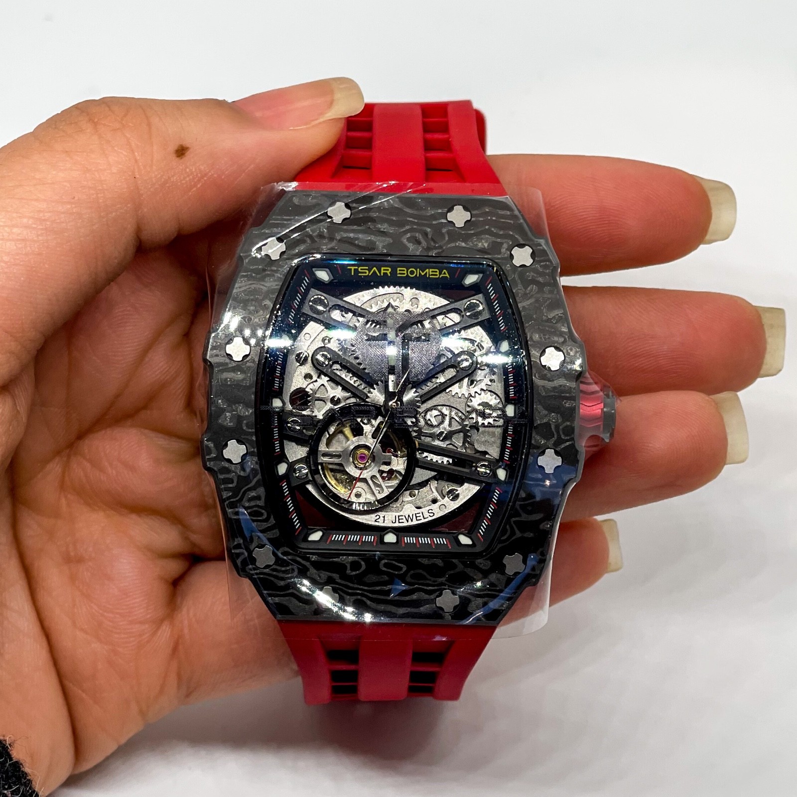 Tsar Bomba Elemental-Carbon Fiber Automatic Passion Red Watch – TB8208CF-39