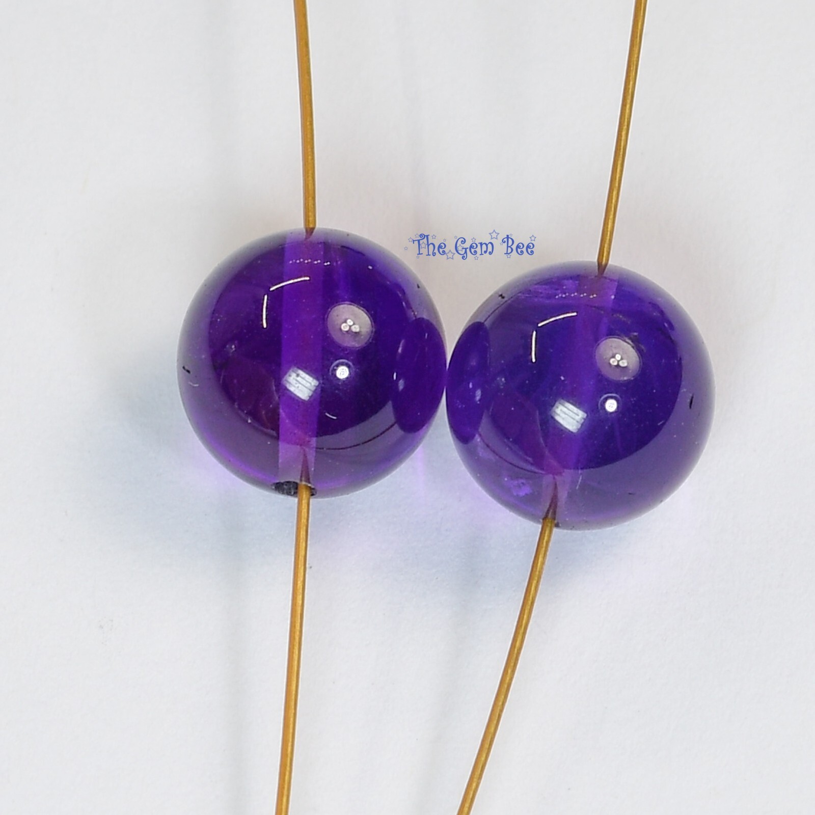 9mm Fine Gem African Purple Amethyst Smooth Sphere Round Rondelle Beads PAIR (2)