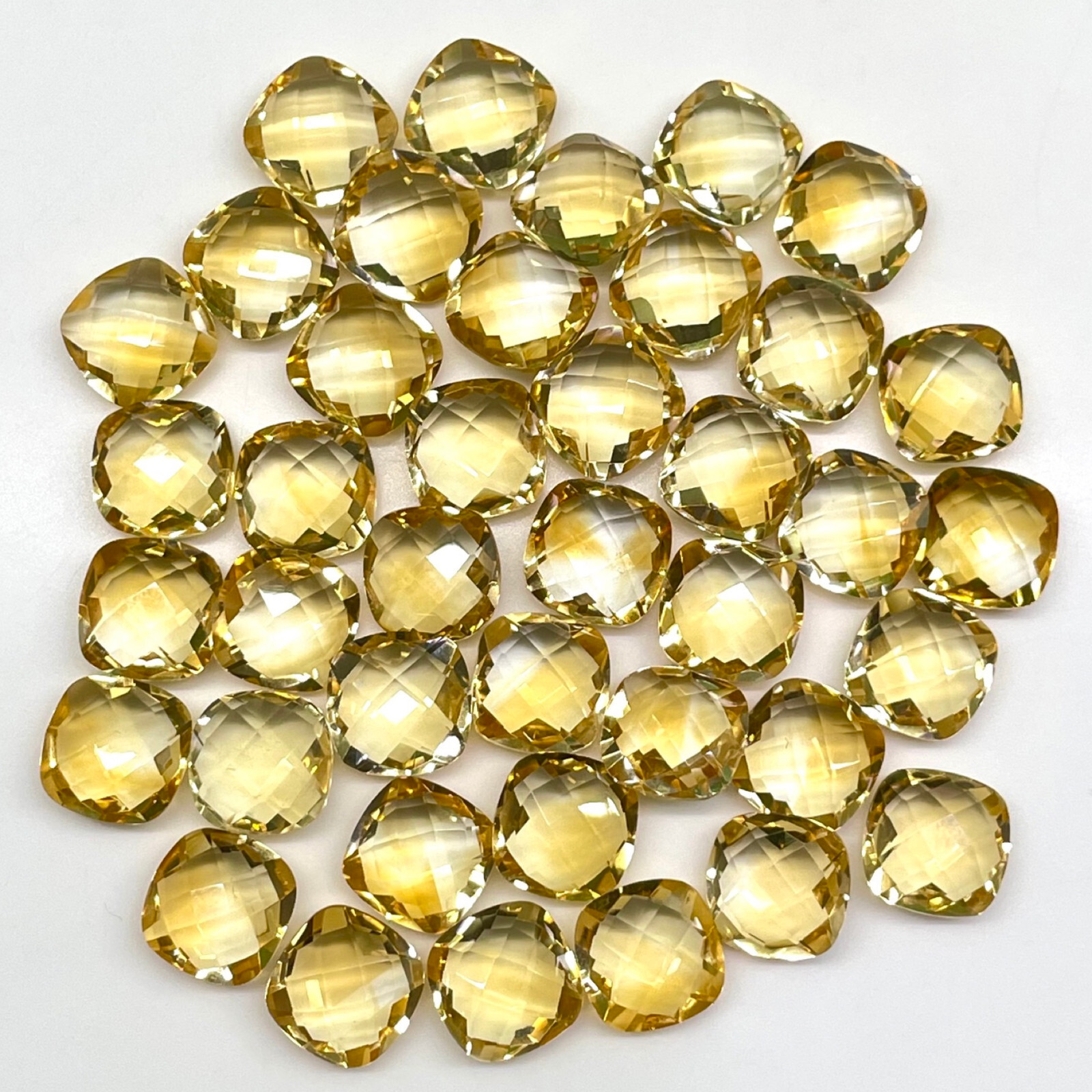 VVS 7 Pcs Natural Citrine 10mm Cushion Checker Cut Loose Gemstones Lot