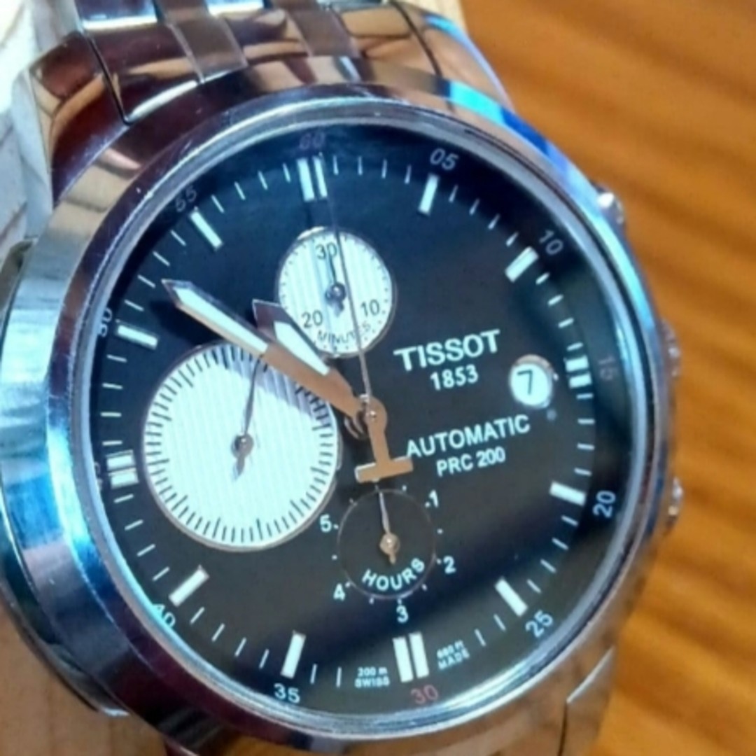 TISSOT A014427A Working Auto Chronograph 18cm 7.09in 200M Black Dial Watch