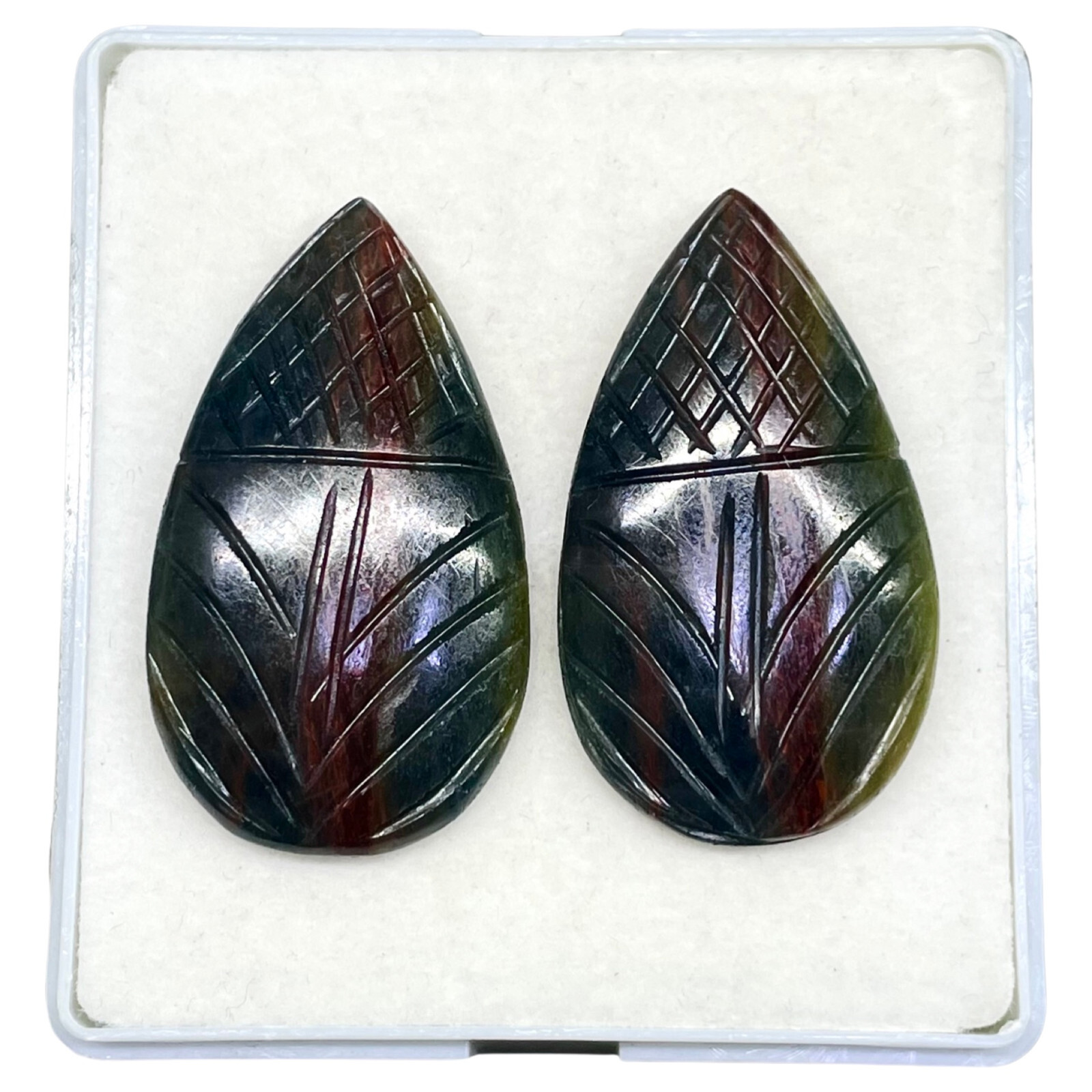 111.9 Cts Natural Unheated Sapphire Pair 39x23mm Carved Bi Color Gemstones 2 Pcs