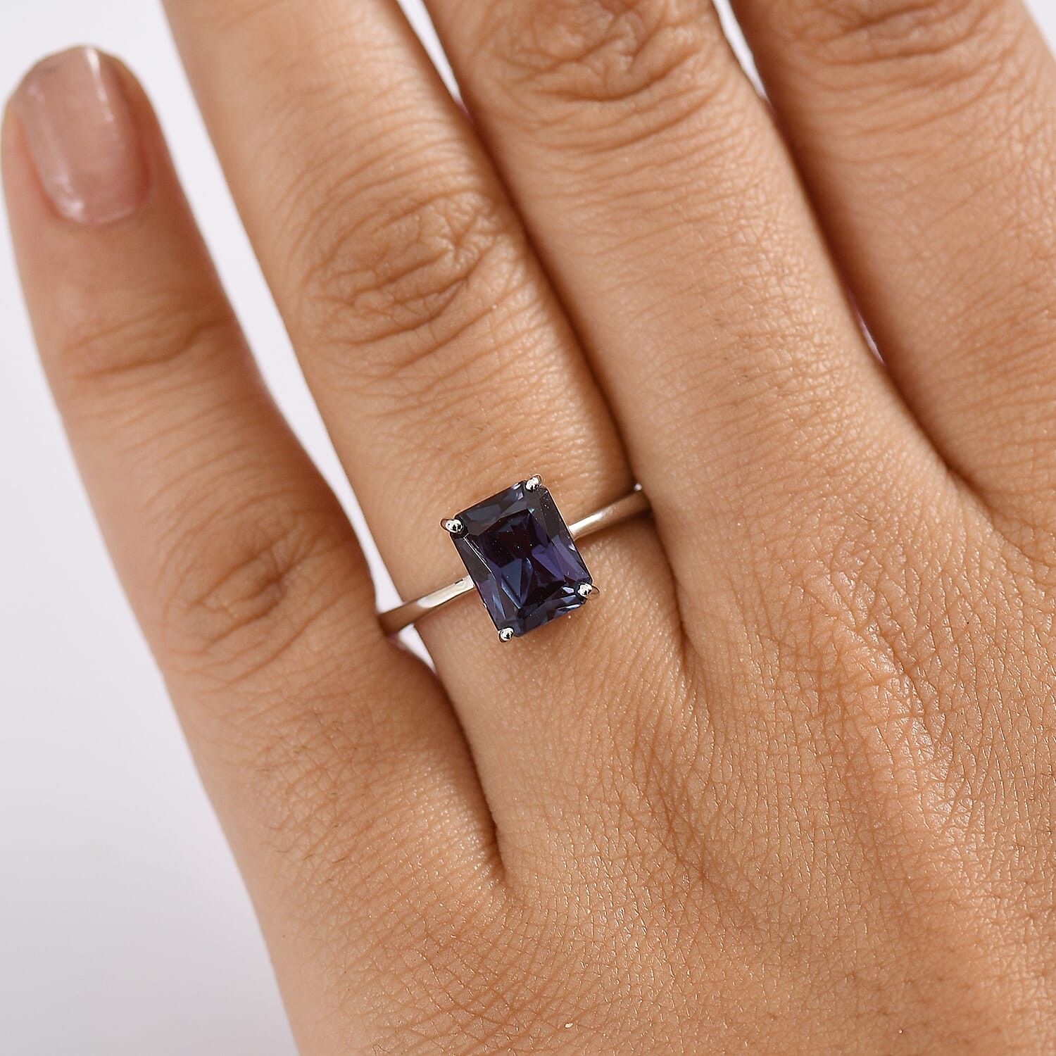 Certified AAA Lab Grown Alexandrite 3.01 ctw Ring in 10K White Gold Size 9.0