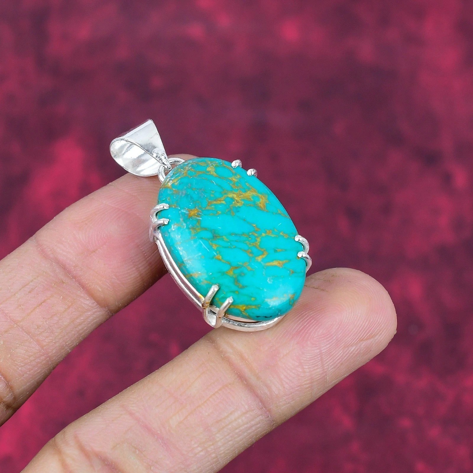 40.55 Ct Arizona Turquoise Handmade 925 Solid Sterling Silver Jewelry Pendant