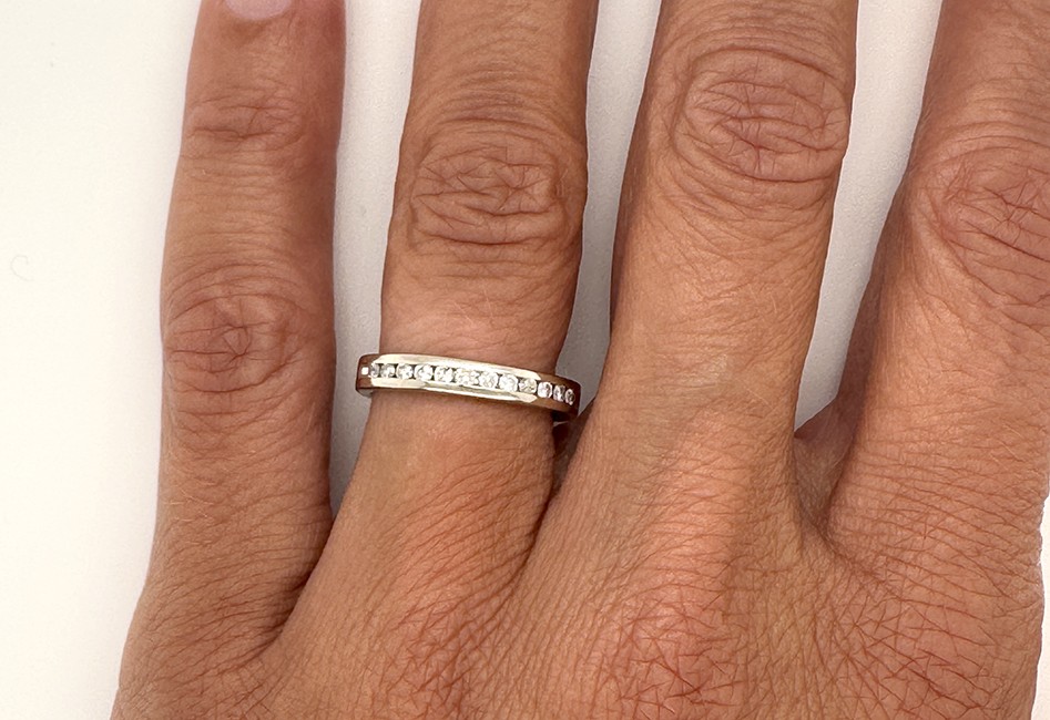 Channel Set Diamond Wedding Band .25ct Mined 14K Anniversary Ring Die Struck 3mm