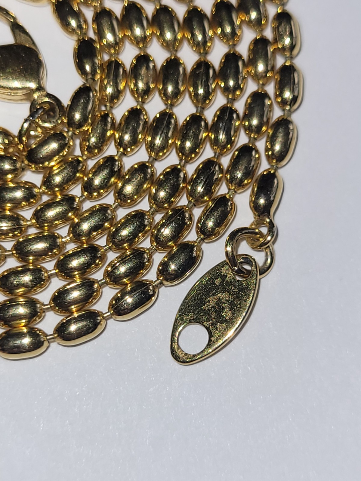 Modern Style Gold-tone Necklace Rolo Bead Chainlink 28″ Costume Fashion Jewelry