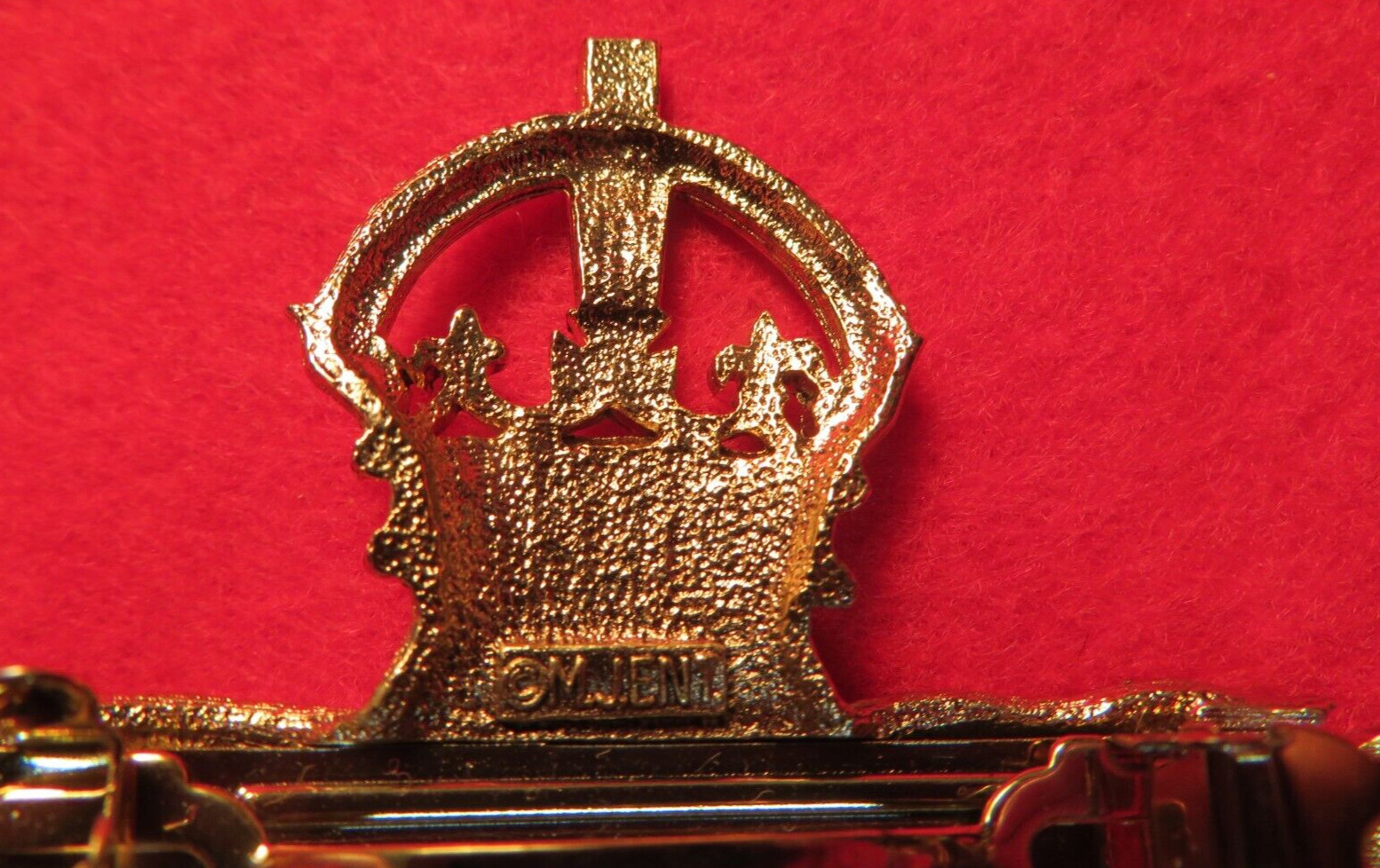 Vintage M.J.ENT Gold Tone Hair Clip Barrette Crown Eagle & Palms