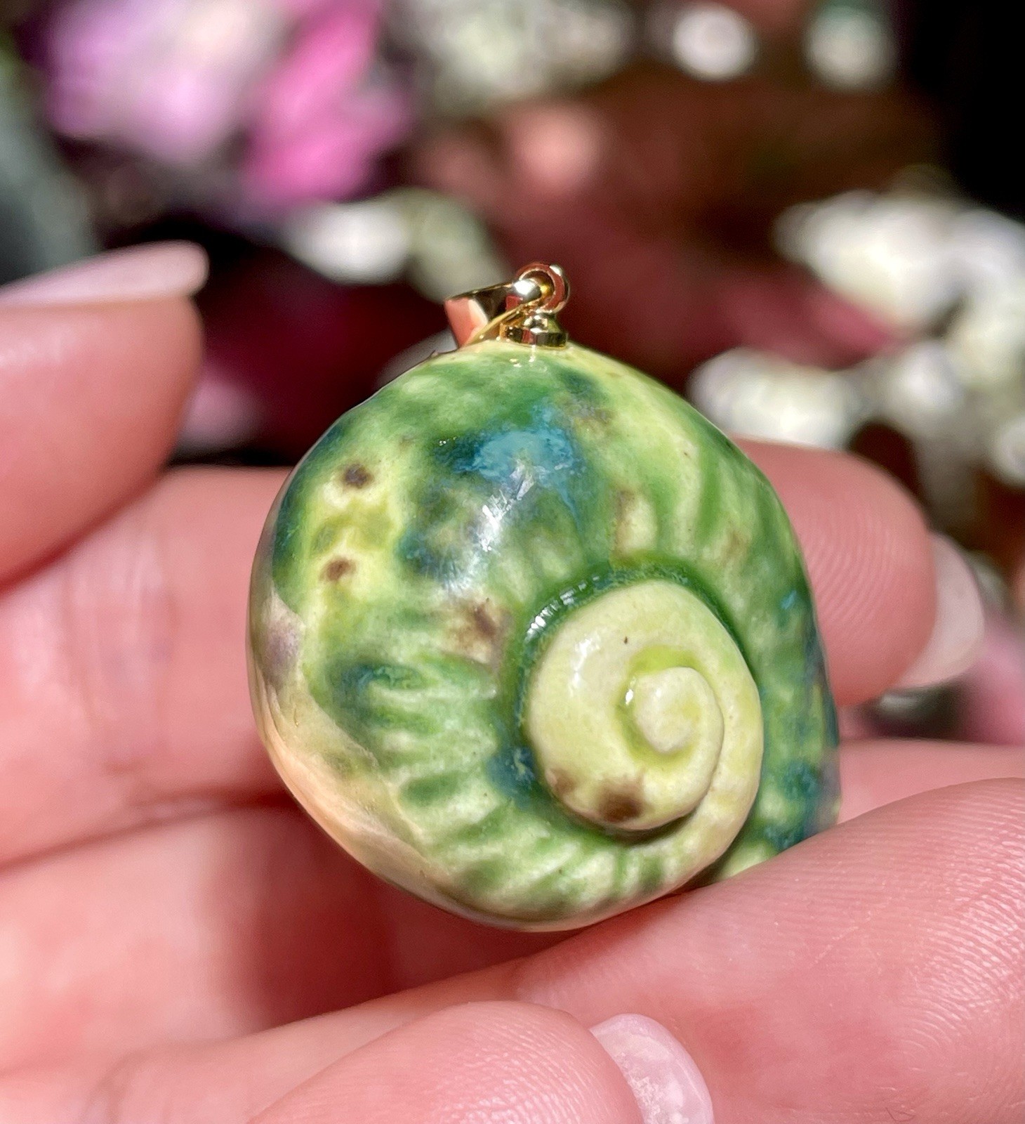 Handmade Ceramic Pendant Jewelry. Unique piece. Garden