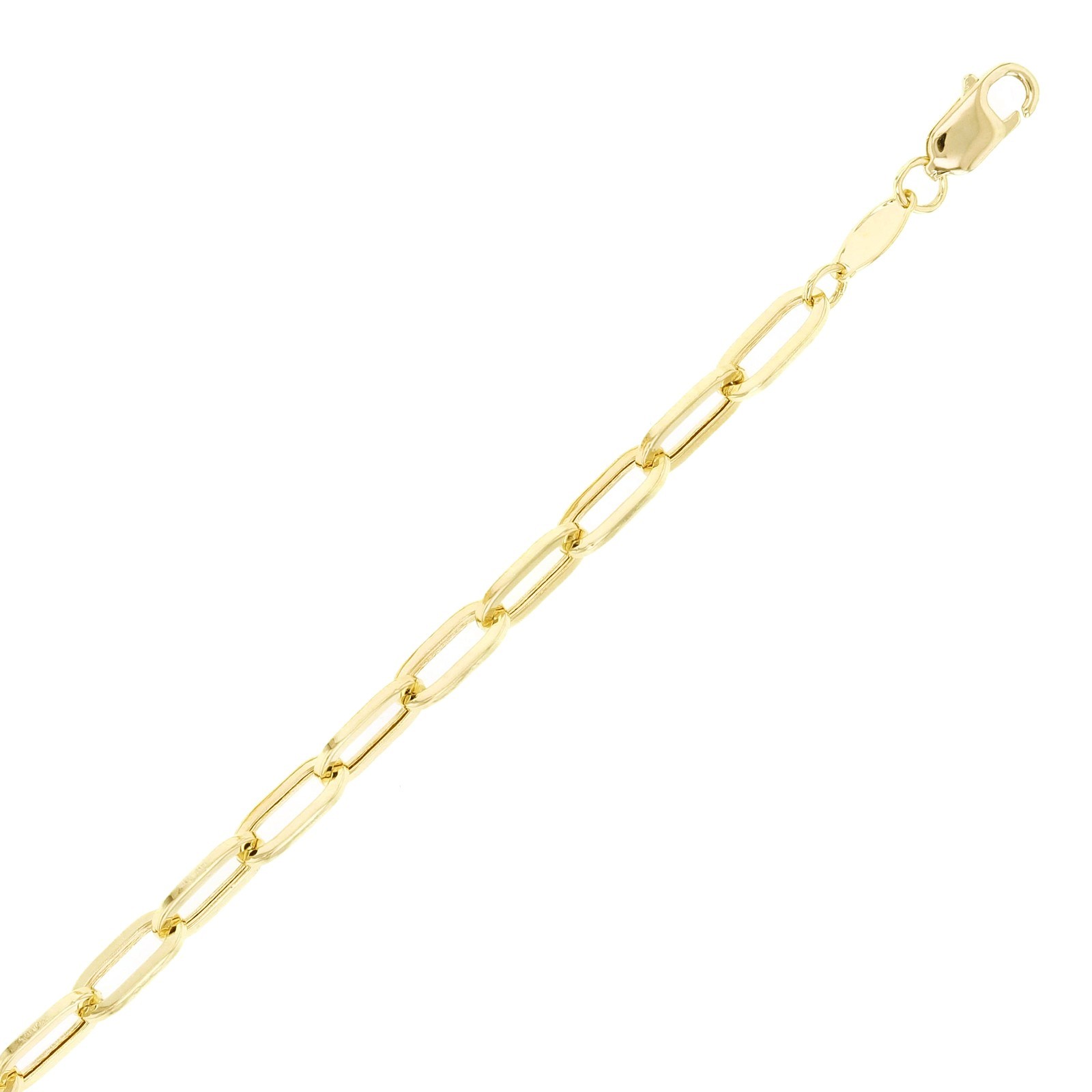 Italian 14k Yellow Gold Paper Clip Link Chain Bracelet 7″ 4mm 2.4 grams