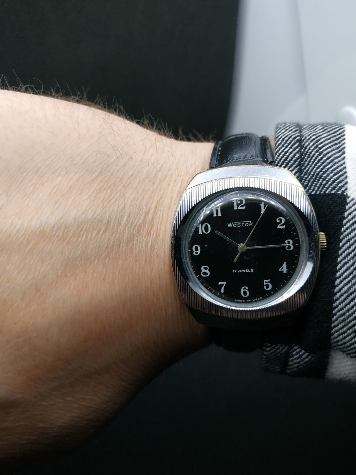 Men’s Dress Watch Wostok Vintage USSR Mechanical 2409A Retro Vostok Black Soviet