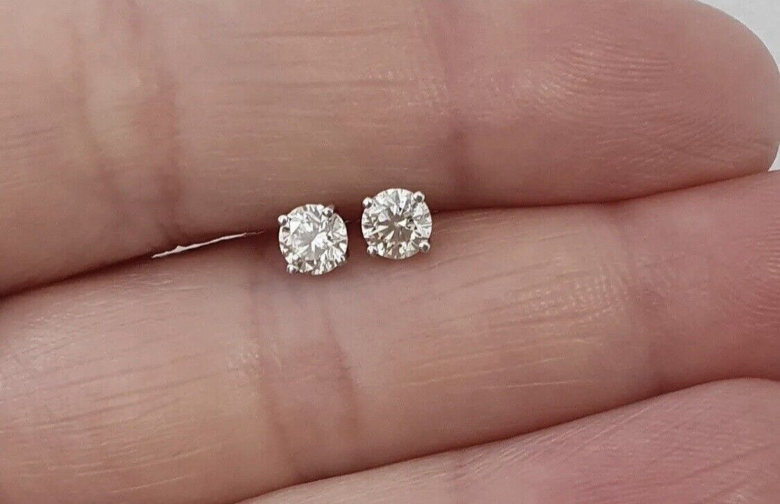1.60 CT Round Cut VVS1/D GRA Certified Moissanite Stud Earrings 14K White Gold