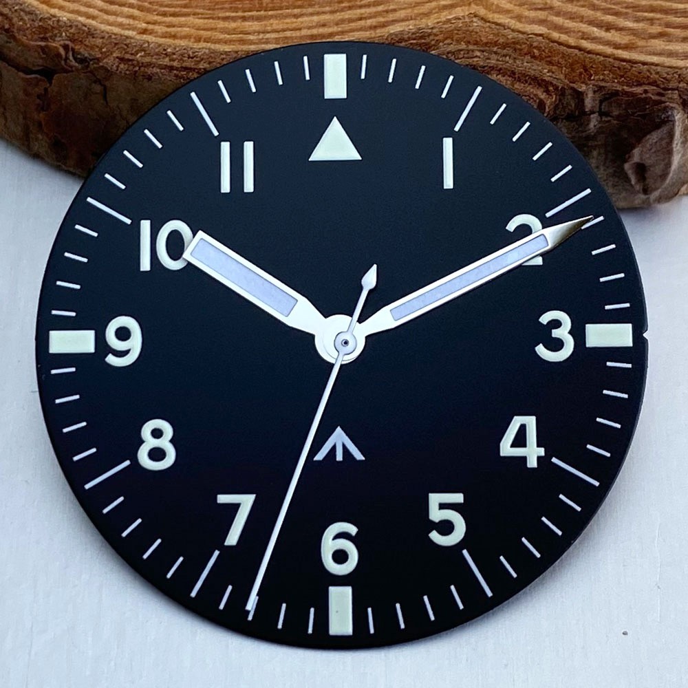 Fit VH31 NH35 NH36 NH38 PT5000 ETA2824 33.5mm Pilot Watch Dial & Hands Luminous