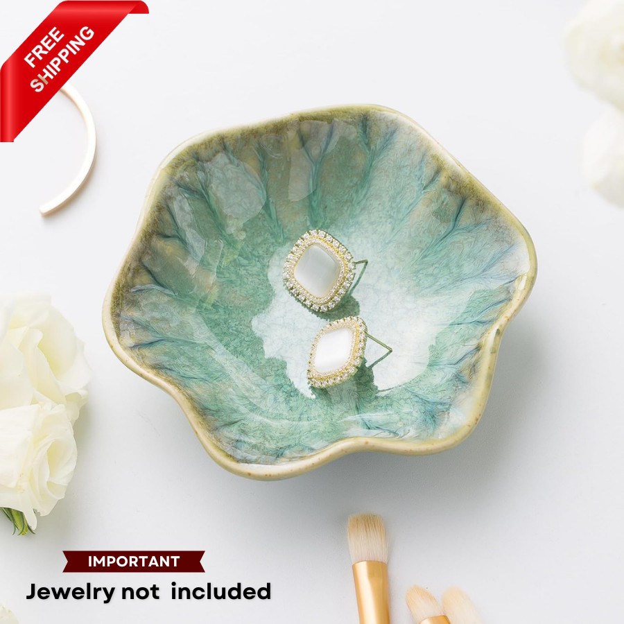 Ceramic Ring Dish, Jewelry Dish Holder, Small Trinket Tray Plate for Earrings Ri