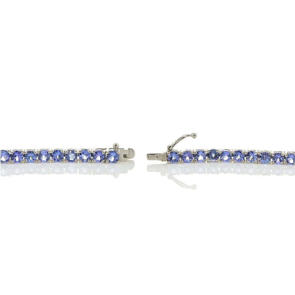 Sterling Silver 9.55ct Tanzanite 4mm Round Tennis Bracelet
