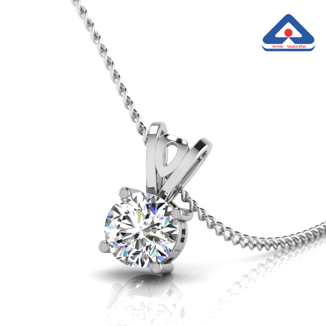 14Kt Yellow Gold 1.00 Ct Lab Grown Round Cut Diamond Solitaire Pendant 0.50 in