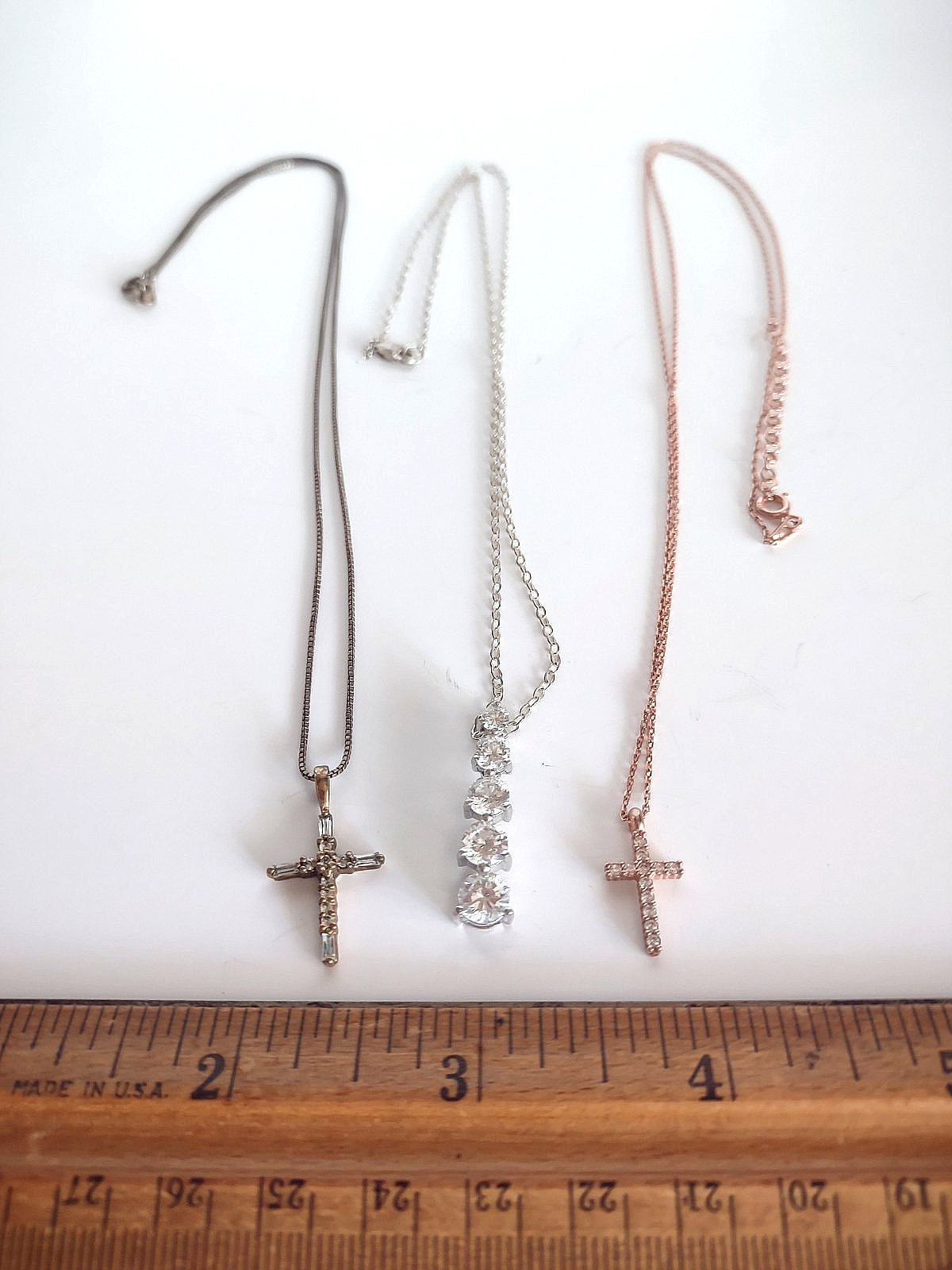 3 Vintage Sterling Silver Pendant Necklaces *2 Crosses *1 Journey *9.2 Grams