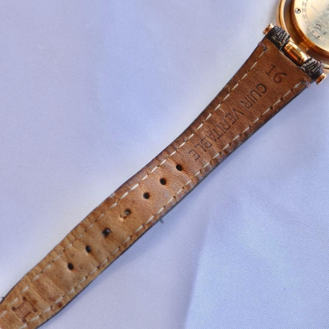 Vintage CELINE Macadam Triomphe Women’s Watch Pink Gold Dial Leather Working