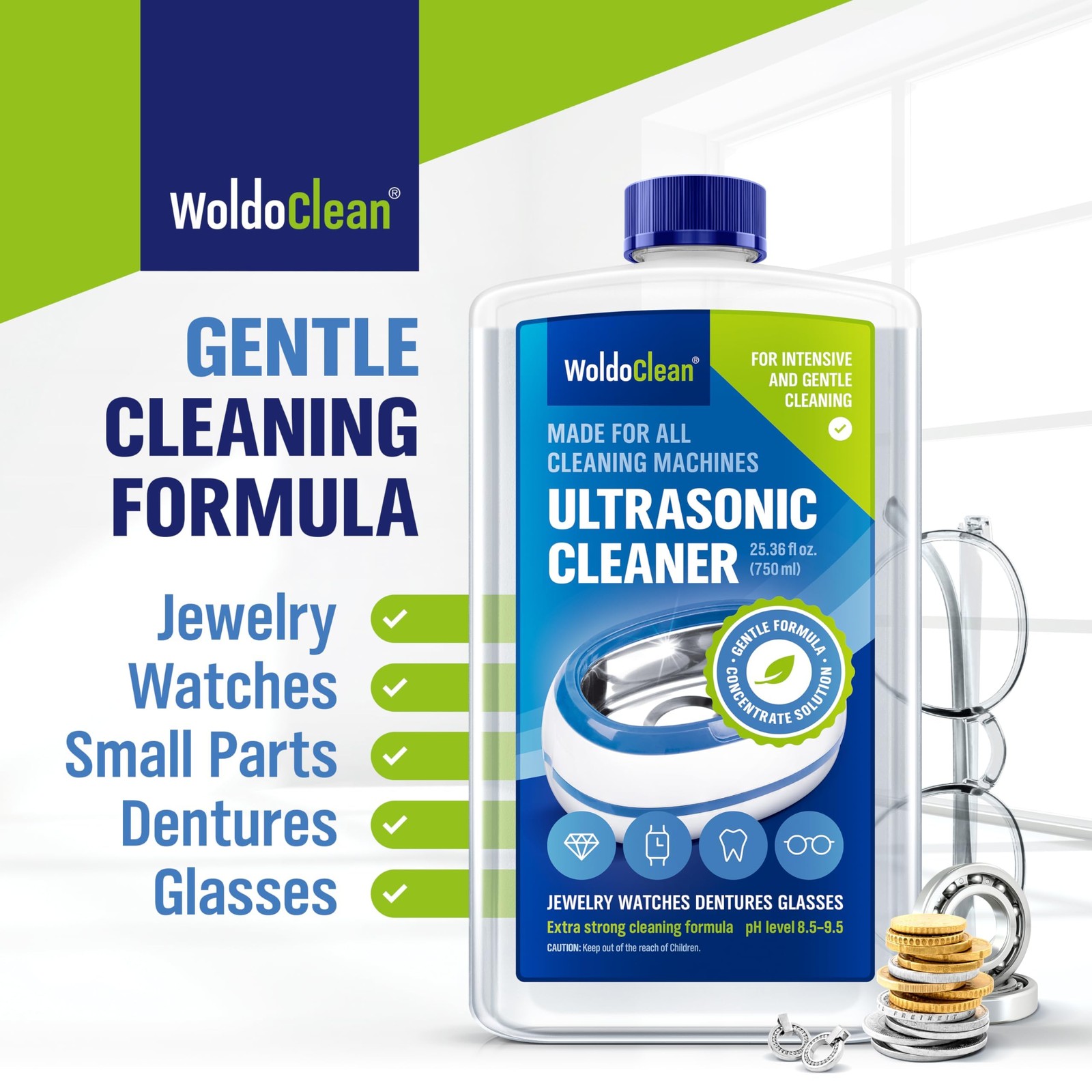 Ultrasonic Cleaner Solution Concentrate 25.36 Fl Oz – For Eyeglass, Glasses, …