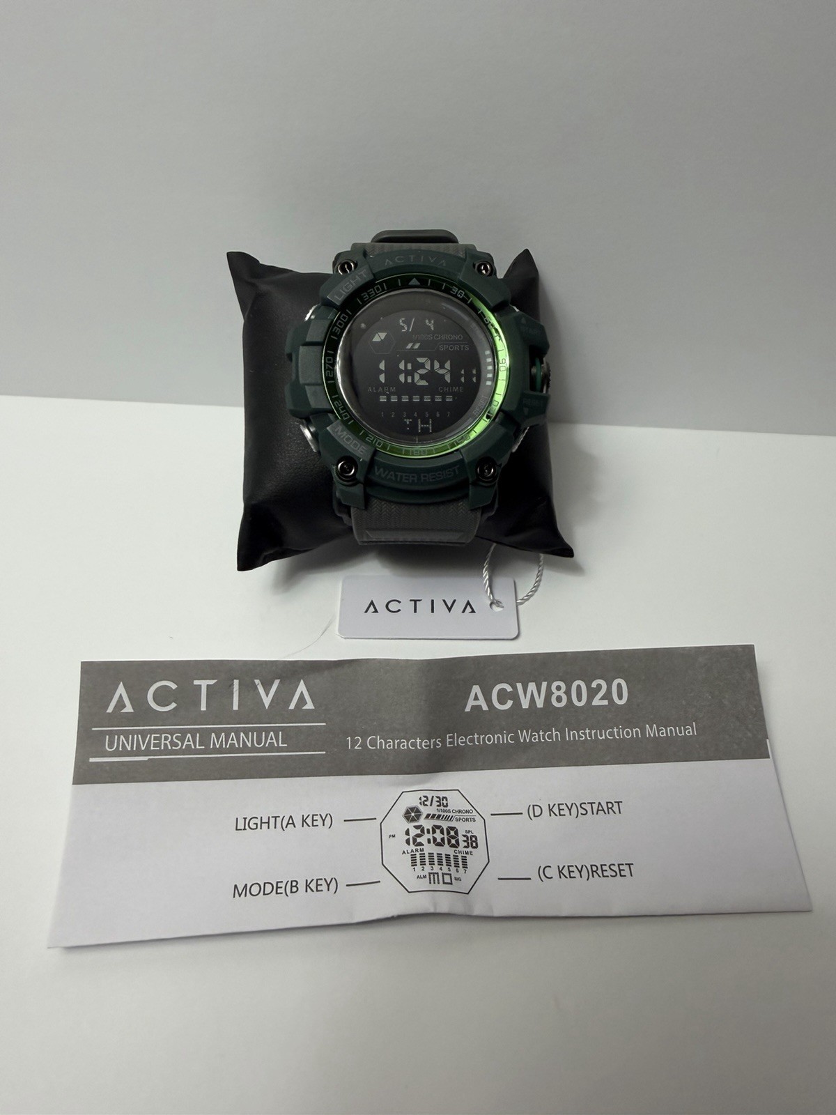 ACTIVA ACW8020 Digital Sport Watch Quartz Alarm Chrono Blue Backlight