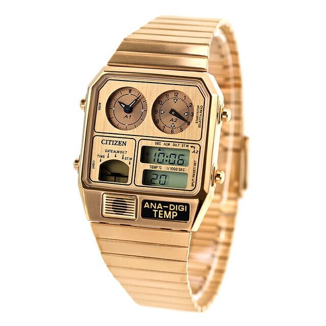CITIZEN Ana-Digi Temp Reissue Model Warm Gold JG2104-53R New From Japan