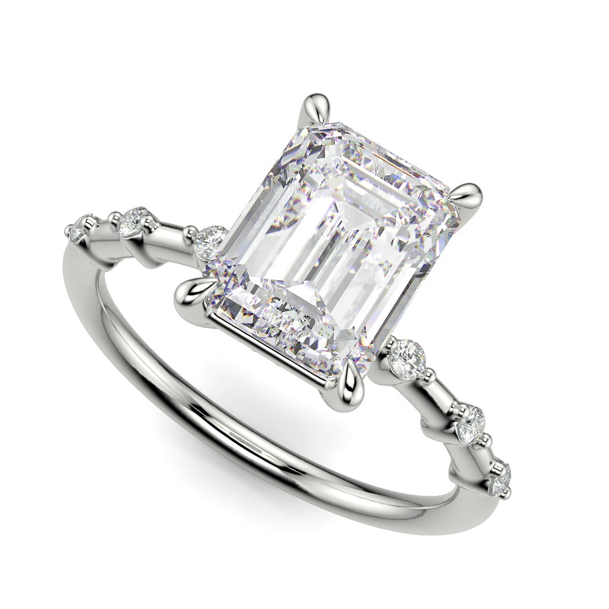 1.2 Ct Emerald Cut Diamond Engagement Ring SI1 D White Gold 14k